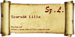 Szarvák Lilla névjegykártya